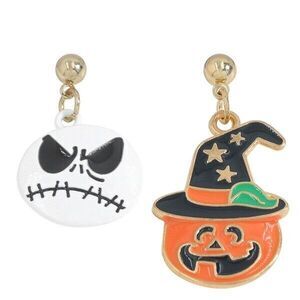 Halloween Mismatched Earrings - Jack Skellington, Pumpkin, Witch Hat  - 1.25" L